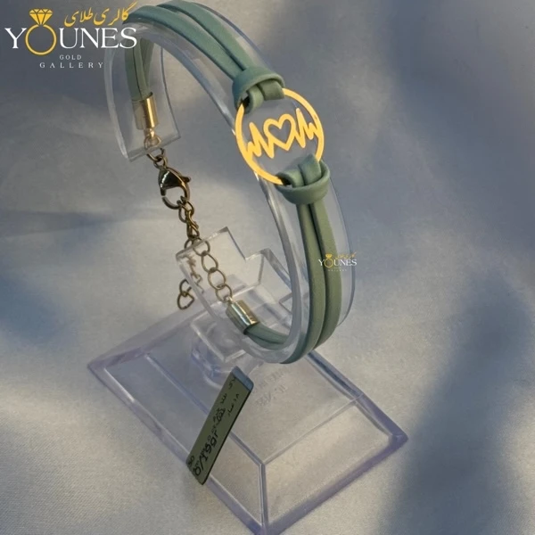 دستبند طلا چرم دولاین ضربان قلب